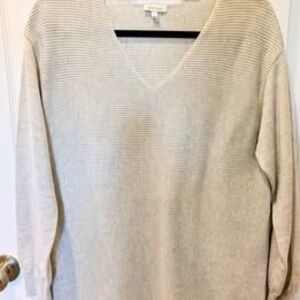 Cream/Gray Ella Moss Sweater in Cream size L